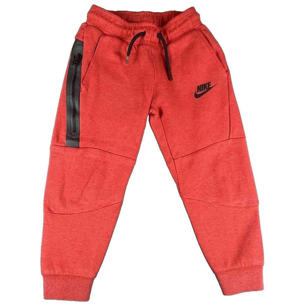Nike Pants Toddler 4 Red Fleece Joggers Zip Pocket Elastic Waist Cuffed Logo